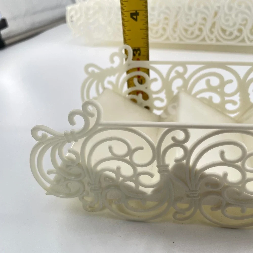 Vintage 1983 Wilton Wedding Cake Stairs Set of 3 Off White Filigree Scroll 16.5